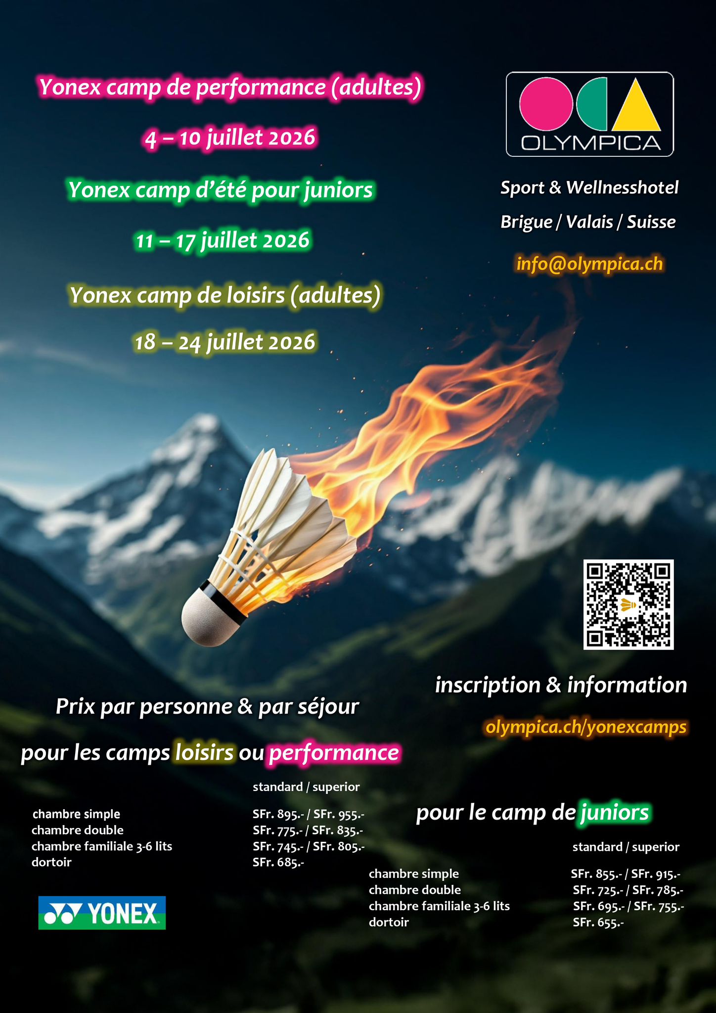 Affiche pour le camp d'été à Brigue, Juillet 2026